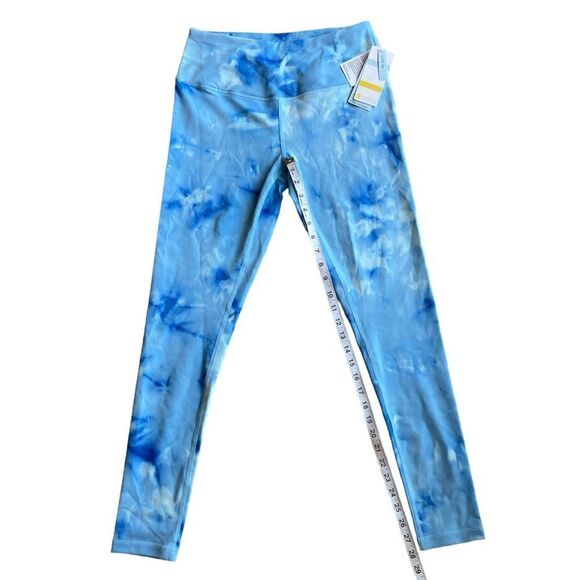 Zella Spray Dye High Waist Leggings In Blue Tie Dye Print Size M - Picture 9 of 10